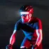 man wearing BriteBeam while cycling at night